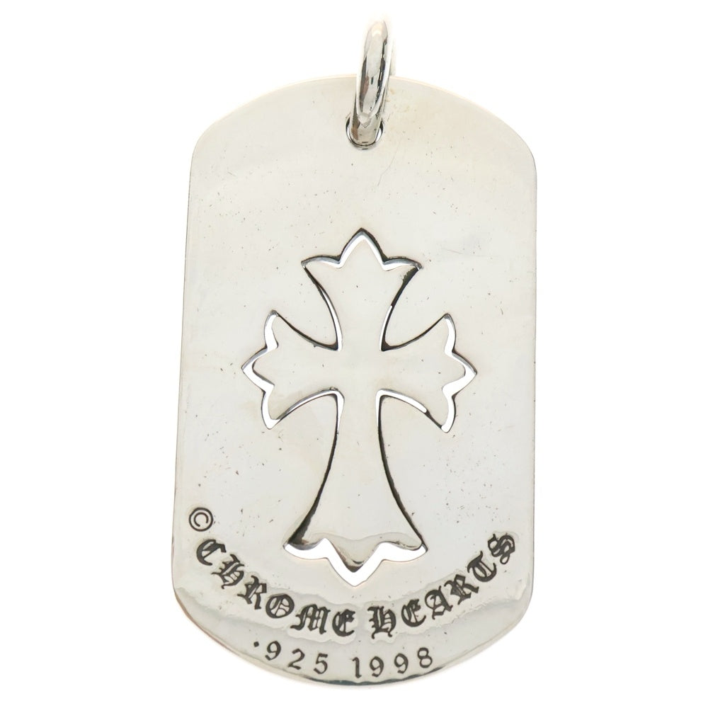 CHROME HEARTS(クロムハーツ) D TAG LRG TNY CRS カットアウトタイニーCHクロス ラージドッグタグ ネックレストップ シルバー