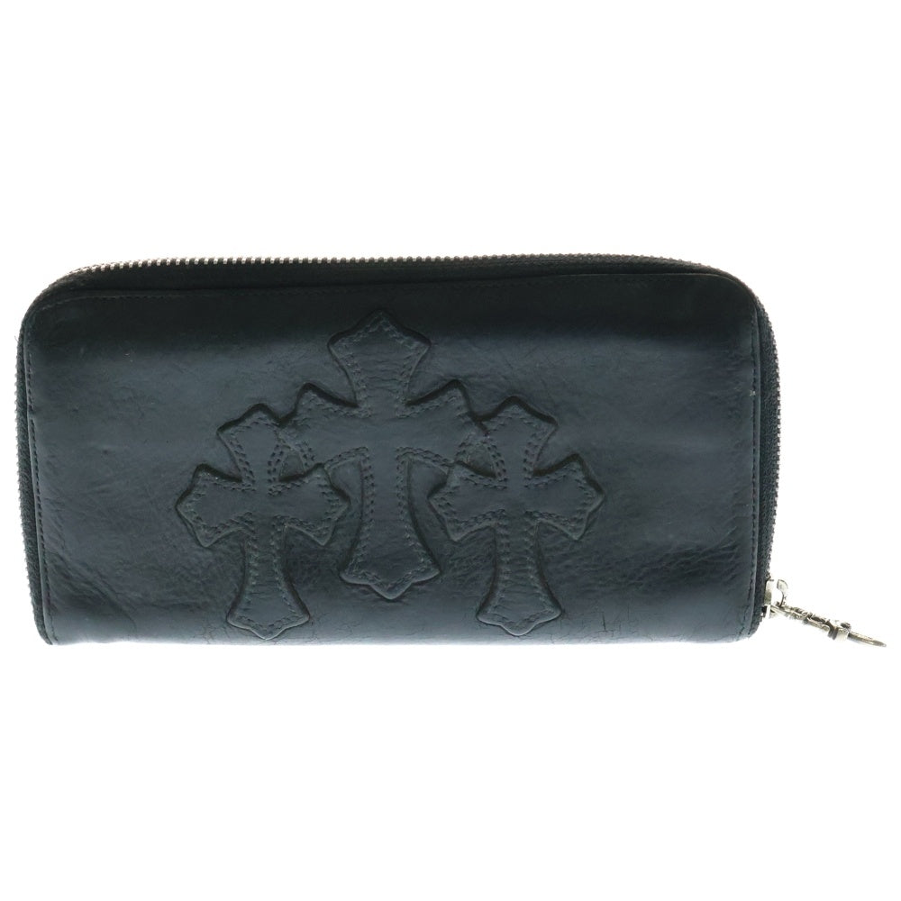 CHROME HEARTS(クロムハーツ) REC F ZIP 3セメタリー クロスパッチ ラウンドファスナーウォレット 長財布 ブラック