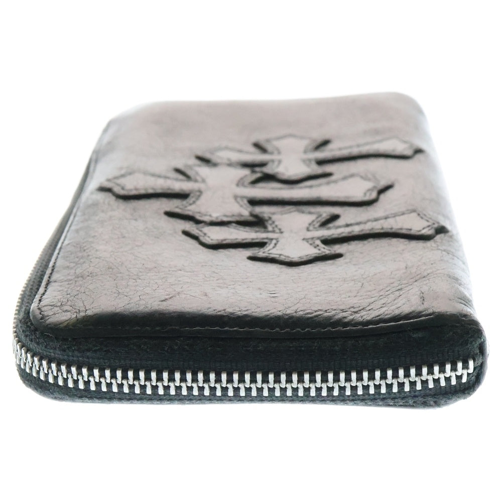CHROME HEARTS(クロムハーツ) REC F ZIP 3セメタリー クロスパッチ ラウンドファスナーウォレット 長財布 ブラック
