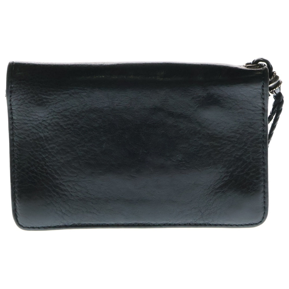 CHROME HEARTS(クロムハーツ) 2ZIP STRAP 2ジップストラップ ストラップ付 クロスボールボタンレザーウォレット 財布 ブラック