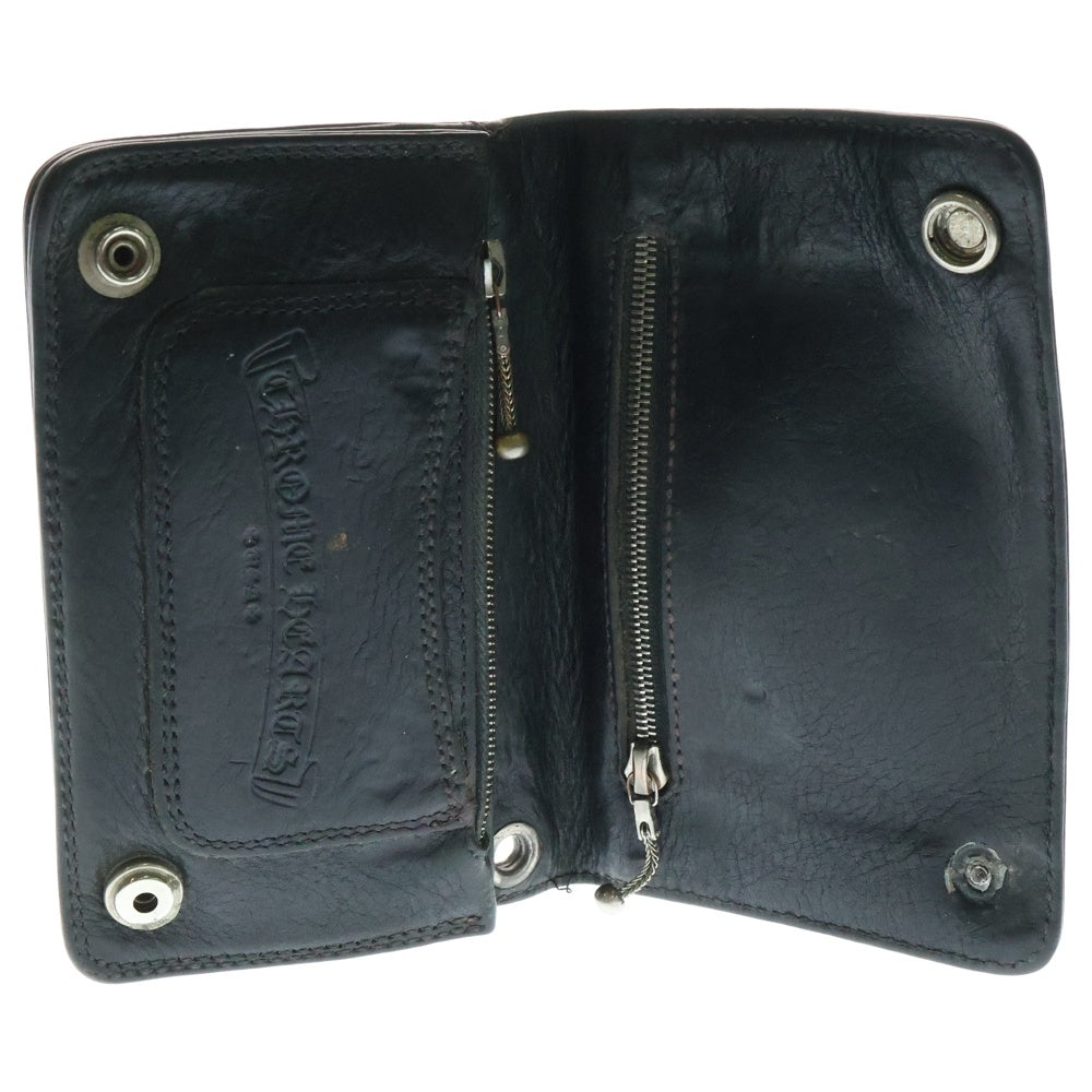 CHROME HEARTS(クロムハーツ) 2ZIP 2ジップ クロスボールボタンレザーウォレット 財布 ブラック BCA363