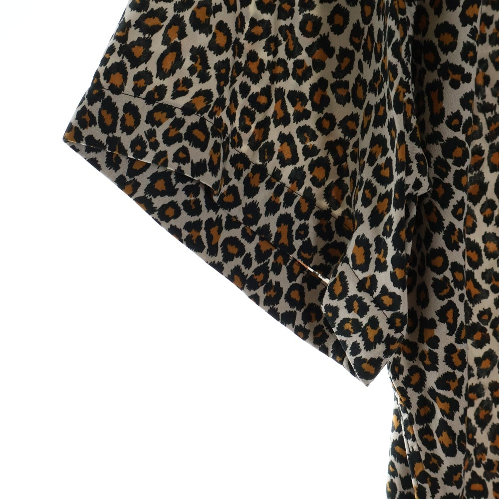 CELINE(セリーヌ) 20AW レオパード 総柄 オープンカラー レーヨン 半袖シャツ ブラウン 2C036900H