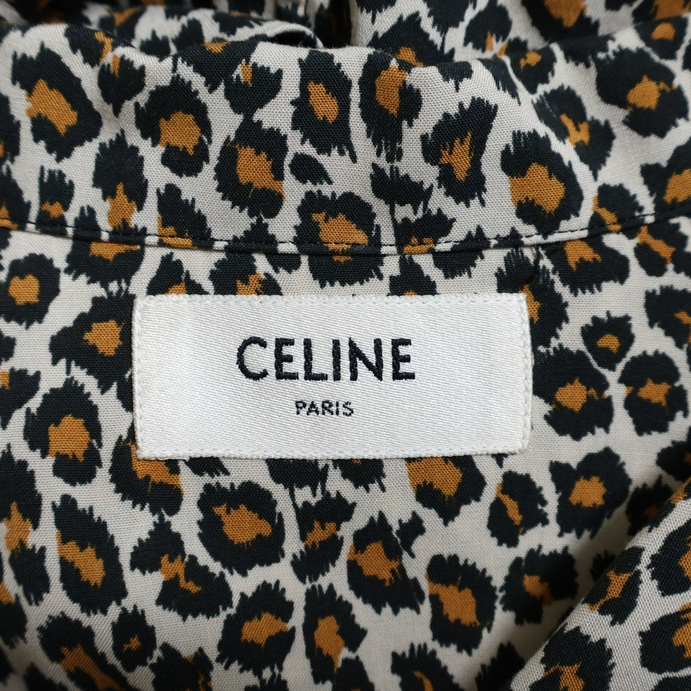 CELINE(セリーヌ) 20AW レオパード 総柄 オープンカラー レーヨン 半袖シャツ ブラウン 2C036900H