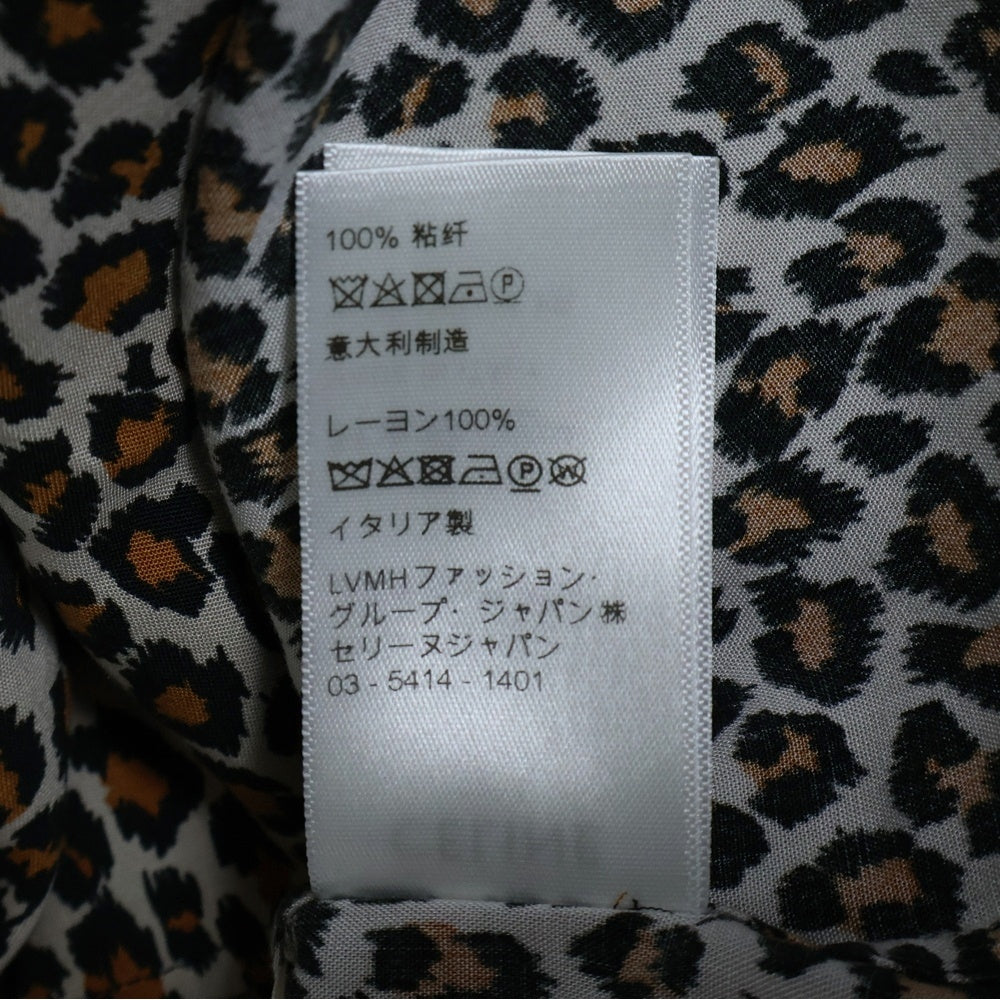 CELINE(セリーヌ) 20AW レオパード 総柄 オープンカラー レーヨン 半袖シャツ ブラウン 2C036900H