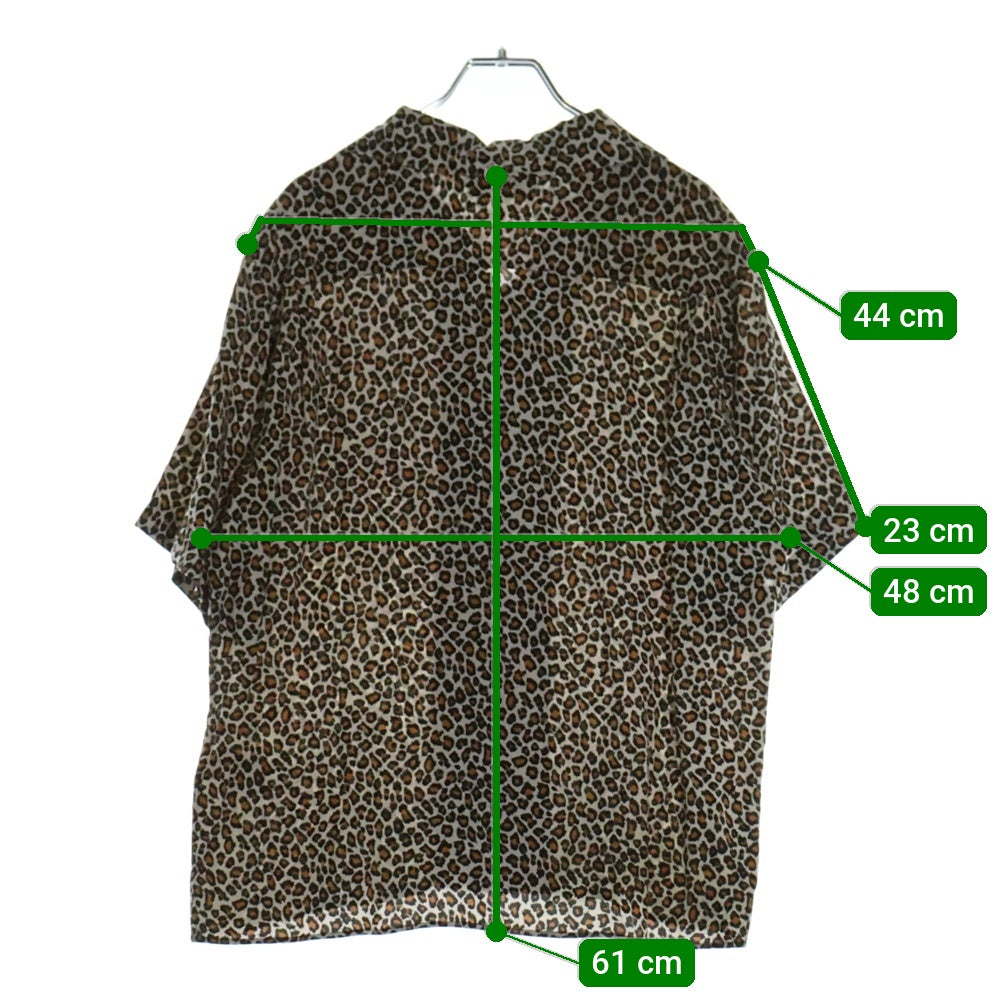 CELINE(セリーヌ) 20AW レオパード 総柄 オープンカラー レーヨン 半袖シャツ ブラウン 2C036900H
