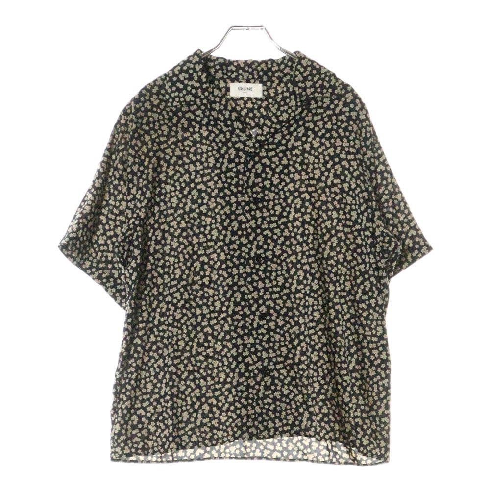 CELINE(セリーヌ) 19SS フラワー 総柄 オープンカラー レーヨン 半袖シャツ ブラック 2C036480K
