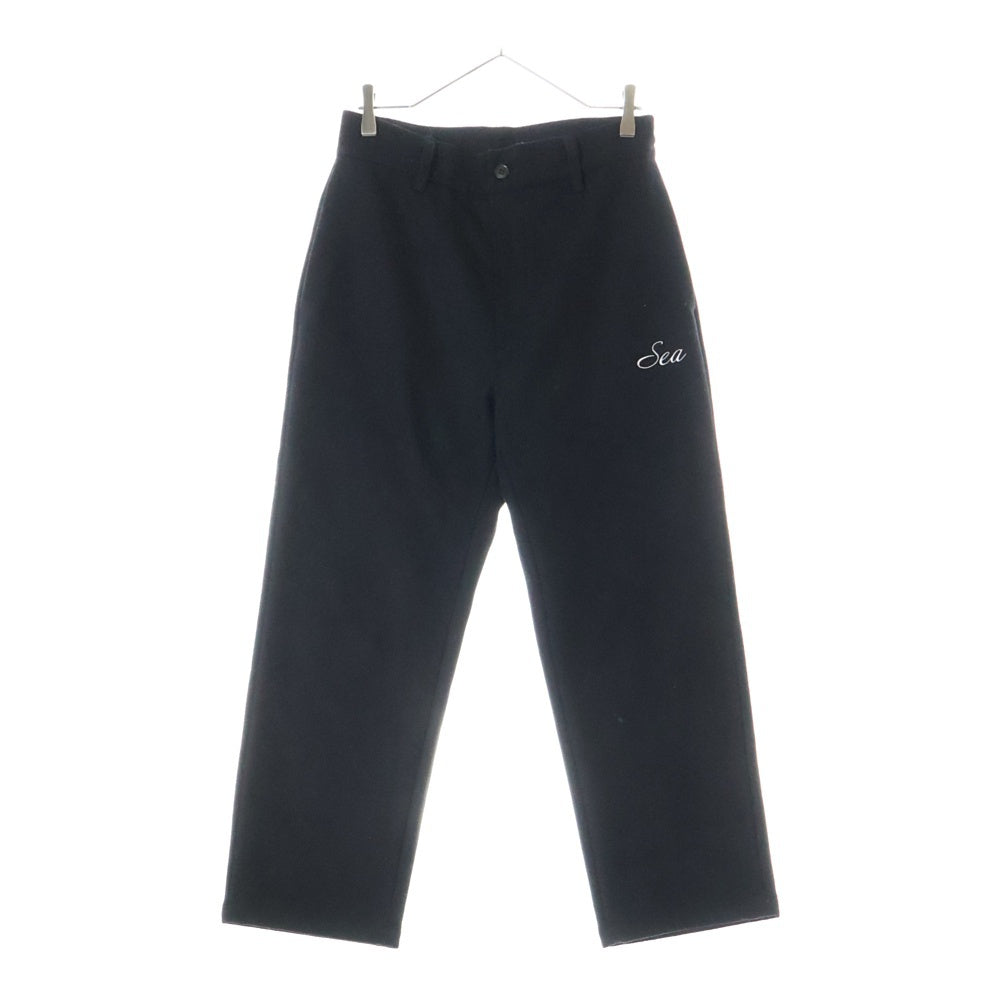 WIND AND SEA(ウィンダンシー) ×Johnson ロゴ刺繍 ウール ストレートパンツ ブラック WDS-O-JWM-23-Q2-05