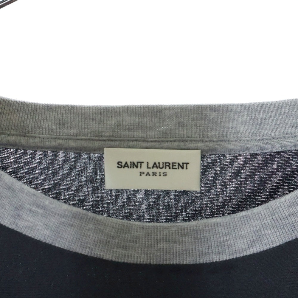 SAINT LAURENT PARIS(サンローランパリ) 16SS レオパード切替 コットン 半袖Tシャツ カットソー ブラウン/グレー 412452 Y2RD1