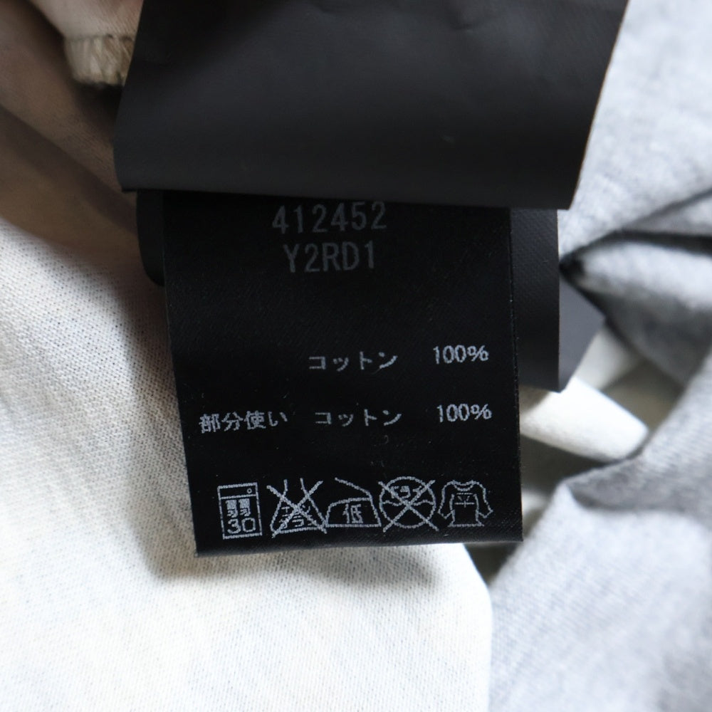SAINT LAURENT PARIS(サンローランパリ) 16SS レオパード切替 コットン 半袖Tシャツ カットソー ブラウン/グレー 412452 Y2RD1