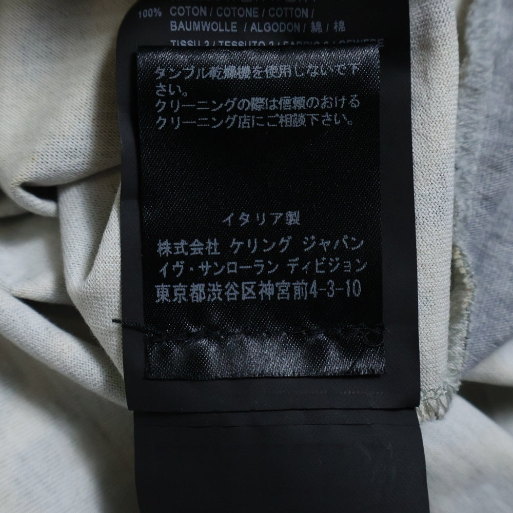 SAINT LAURENT PARIS(サンローランパリ) 16SS レオパード切替 コットン 半袖Tシャツ カットソー ブラウン/グレー 412452 Y2RD1
