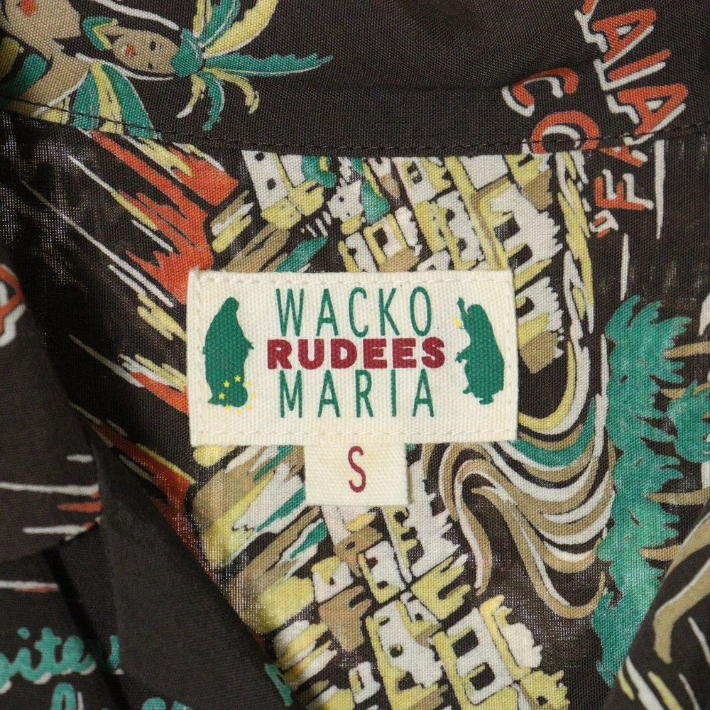 WACKO MARIA(ワコマリア) 14SS BRASIL ALOHA SHIRT ブラジル 総柄 オープンカラー レーヨン 半袖 アロハシャツ ブラウン