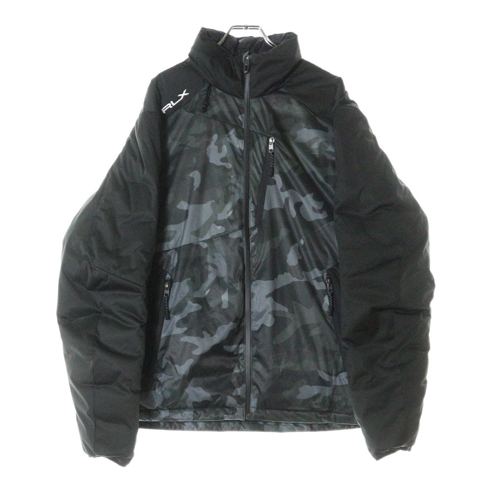 RLX RALPHLAUREN(アール エル エックス ラルフ ローレン) カモフラ ポリエステル 中綿 ジップアップ ジャケット ブラック 0200011806
