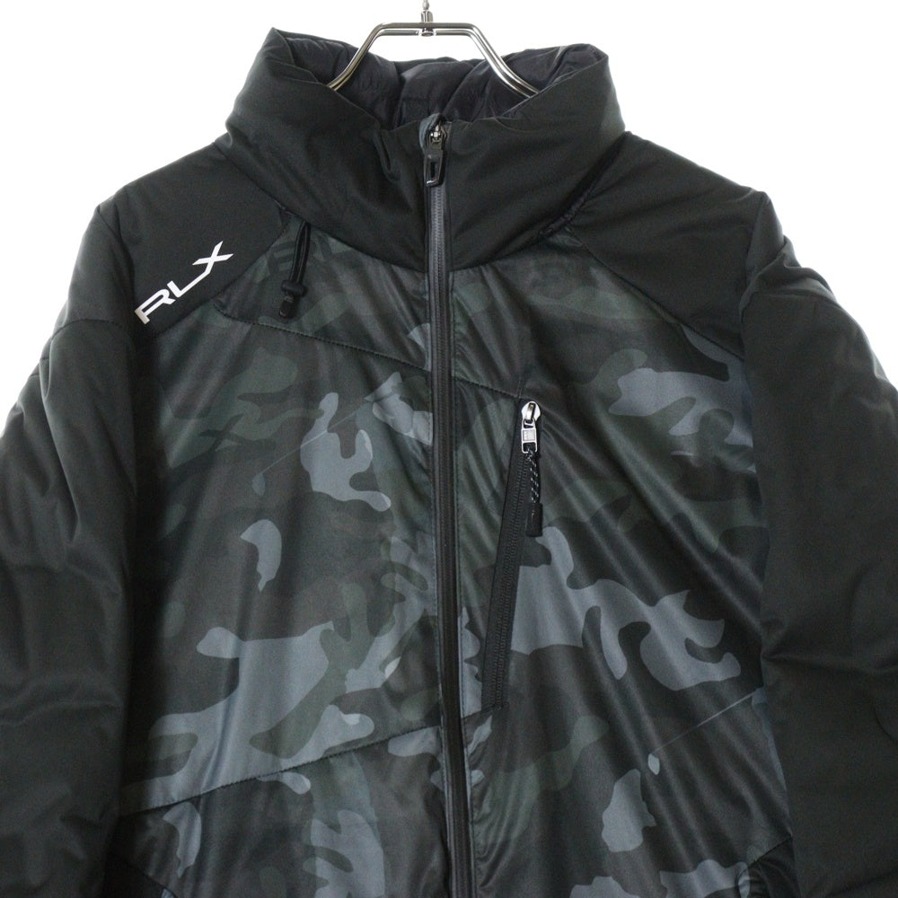 RLX RALPHLAUREN(アール エル エックス ラルフ ローレン) カモフラ ポリエステル 中綿 ジップアップ ジャケット ブラック 0200011806