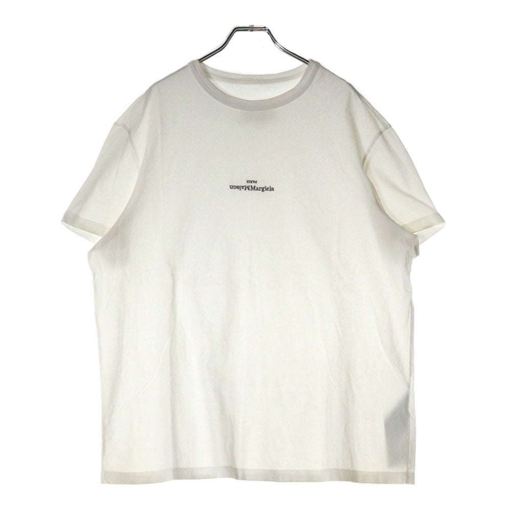 Maison Margiela 10(メゾン マルジェラ) 22SS リバースロゴ アップサイドダウン エンブロイダリー クルーネック半袖Tシャツ カットソー ホワイト S30GC0701