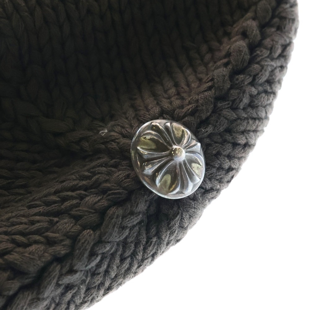CHROME HEARTS(クロムハーツ) BEANIE CASH クロスパッチ付きコットンビーニーニットキャップ チャコールグレー
