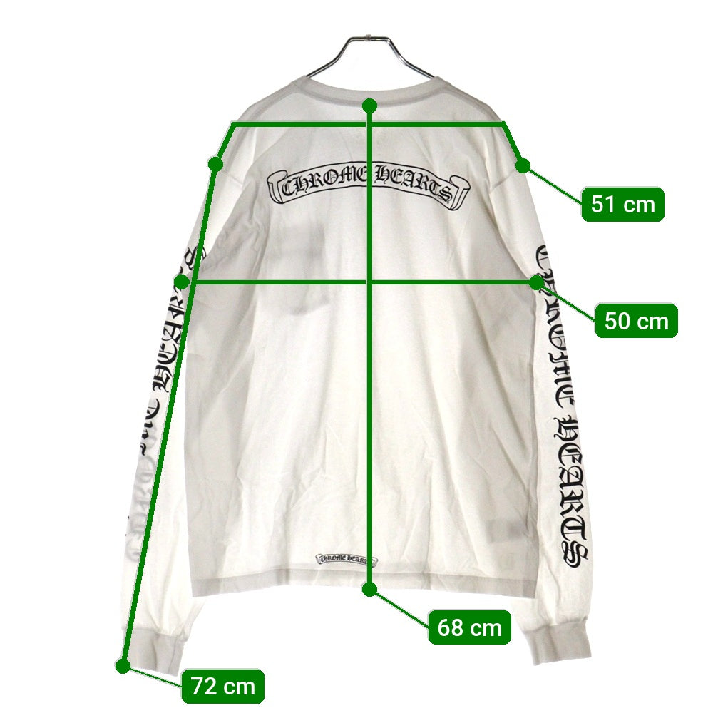 CHROME HEARTS(クロムハーツ) CH L S 1 バックスクロールラベルプリント ロングスリーブ 長袖Tシャツ カットソー ホワイト