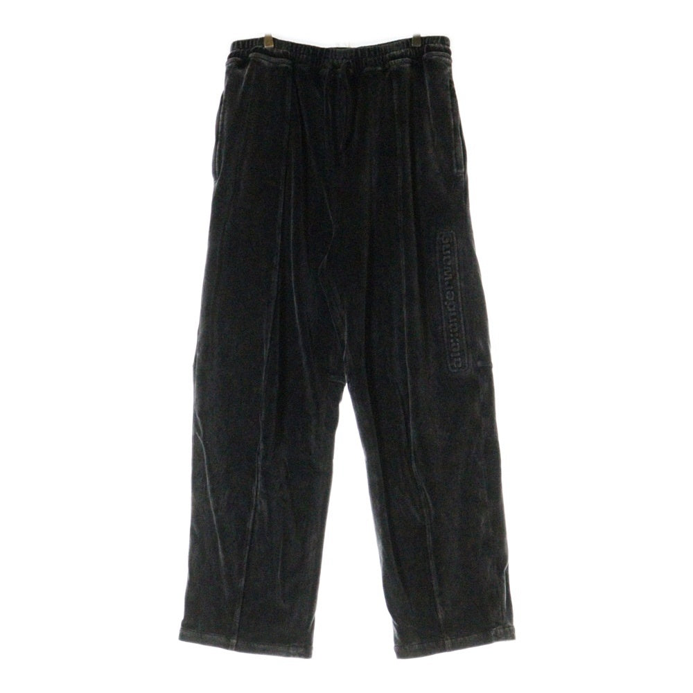 ALEXANDER WANG(アレキサンダーワン) EMBOSSED LOGO SWEATPANTS エンボスロゴ ベロア スウェットパンツ ダークグレー UCC4244106