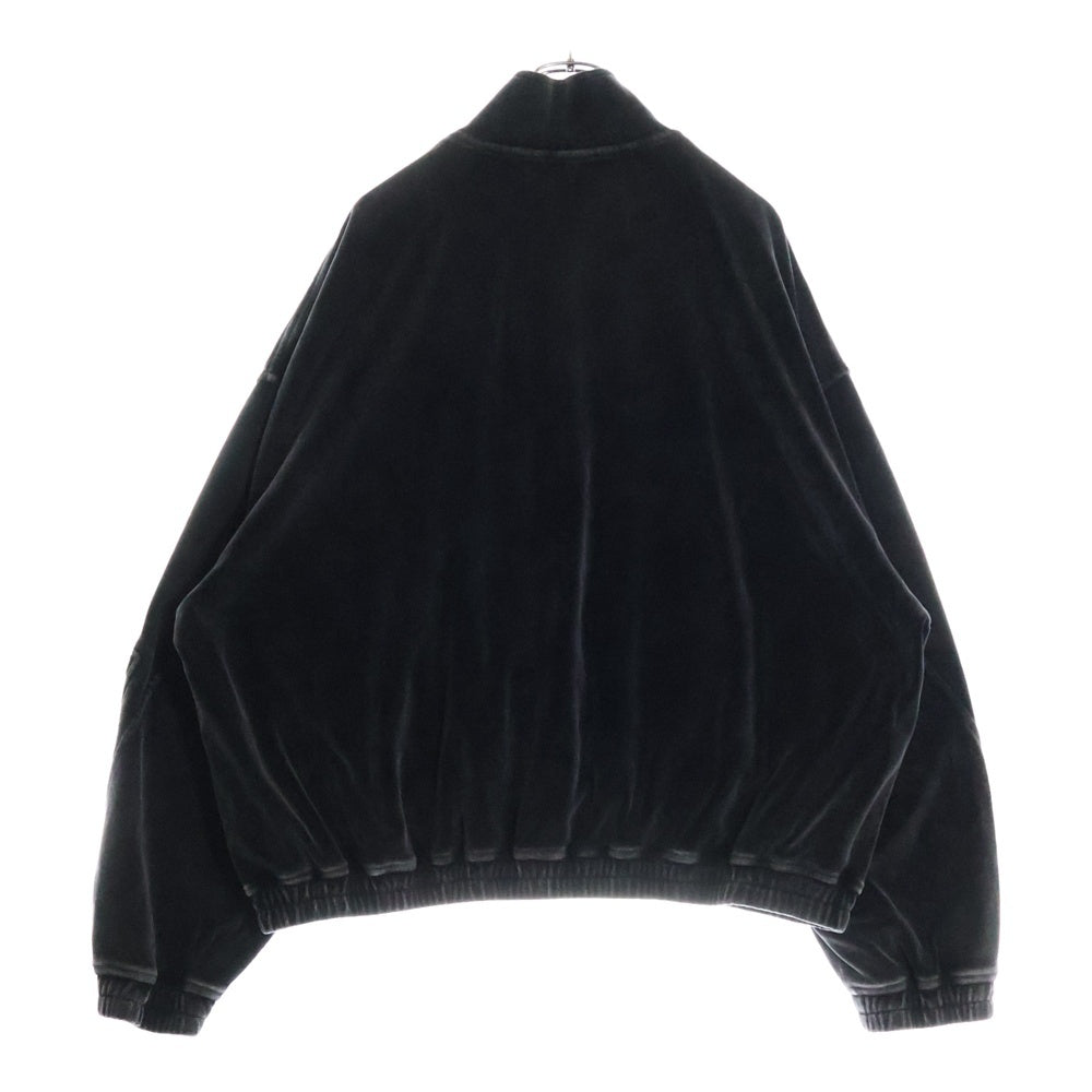 ALEXANDER WANG(アレキサンダーワン) EMBOSSED LOGO TRACK JACKET エンボスロゴ ベロア ジップアップ トラックジャケット ブルゾン ダークグレー UCC4242030