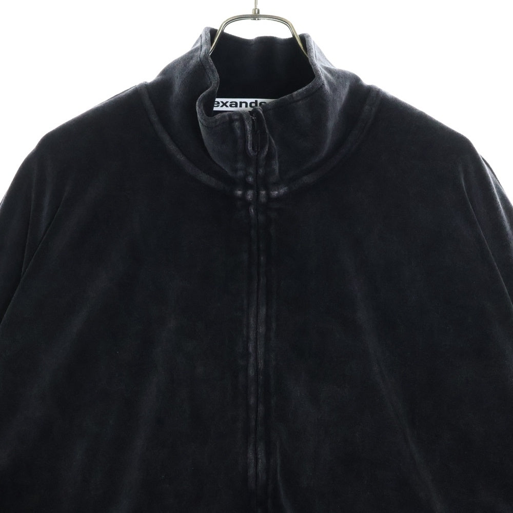 ALEXANDER WANG(アレキサンダーワン) EMBOSSED LOGO TRACK JACKET エンボスロゴ ベロア ジップアップ トラックジャケット ブルゾン ダークグレー UCC4242030