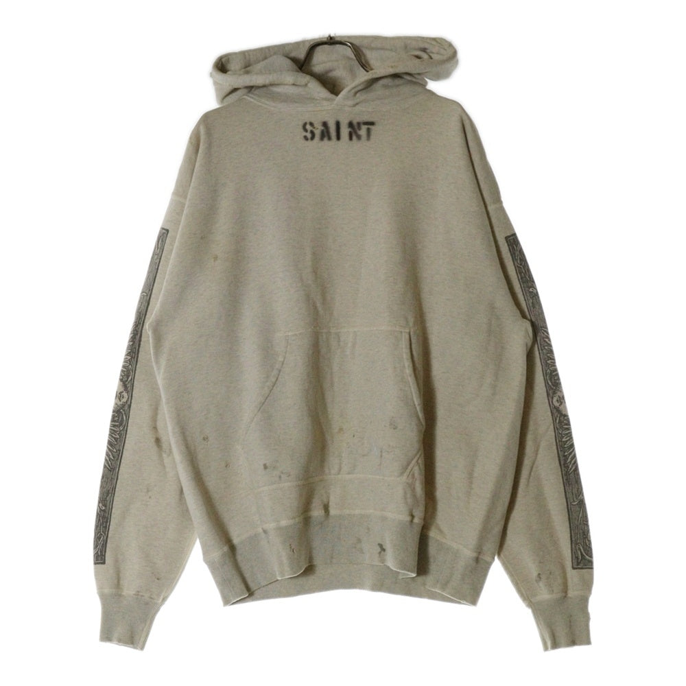 SAINT MICHAEL(セントマイケル) 23SS ×DENIM TEARS DT HOODIE MURAL デニムティアーズ ダメージ加工 プルオーバースウェットパーカー フーディー アイボリー SM-S23-0000-093
