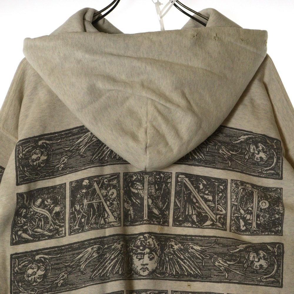 SAINT MICHAEL(セントマイケル) 23SS ×DENIM TEARS DT HOODIE MURAL デニムティアーズ ダメージ加工 プルオーバースウェットパーカー フーディー アイボリー SM-S23-0000-093