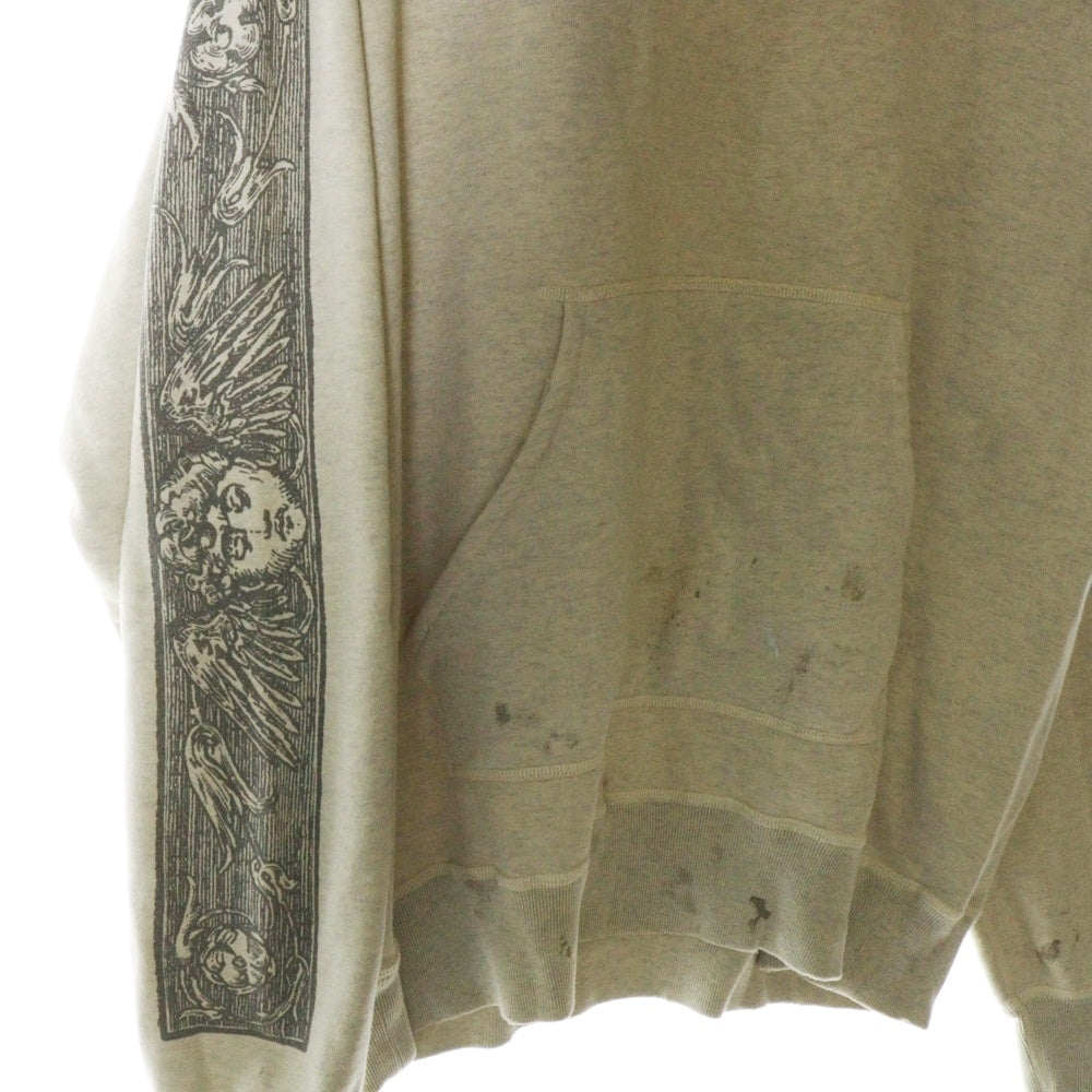SAINT MICHAEL(セントマイケル) 23SS ×DENIM TEARS DT HOODIE MURAL デニムティアーズ ダメージ加工 プルオーバースウェットパーカー フーディー アイボリー SM-S23-0000-093