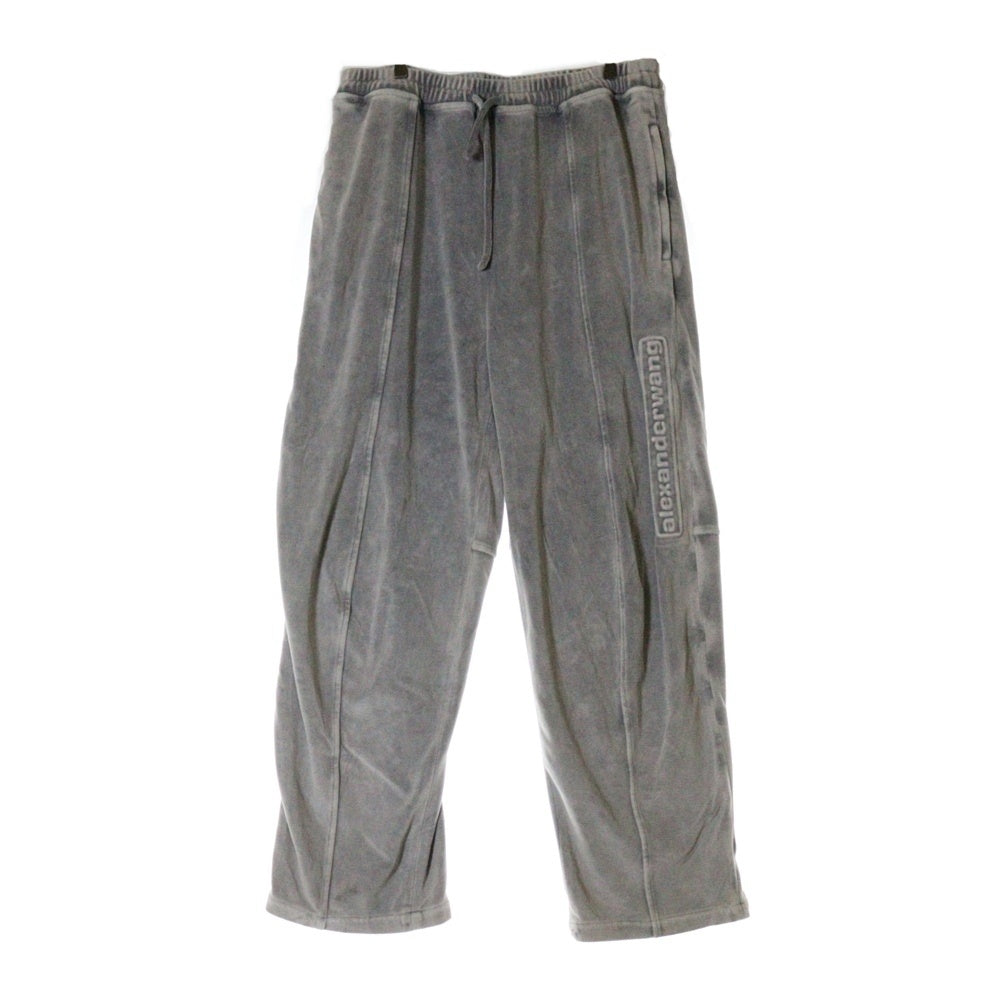 ALEXANDER WANG(アレキサンダーワン) EMBOSSED LOGO SWEATPANTS エンボスロゴ ベロア スウェットパンツ グレー UCC4244106