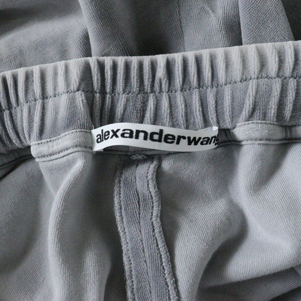 ALEXANDER WANG(アレキサンダーワン) EMBOSSED LOGO SWEATPANTS エンボスロゴ ベロア スウェットパンツ グレー UCC4244106