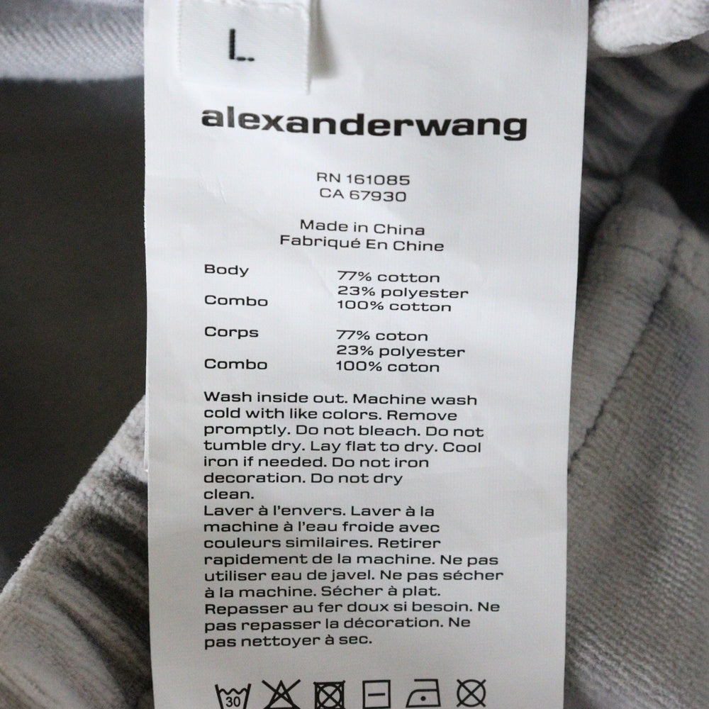 ALEXANDER WANG(アレキサンダーワン) EMBOSSED LOGO SWEATPANTS エンボスロゴ ベロア スウェットパンツ グレー UCC4244106