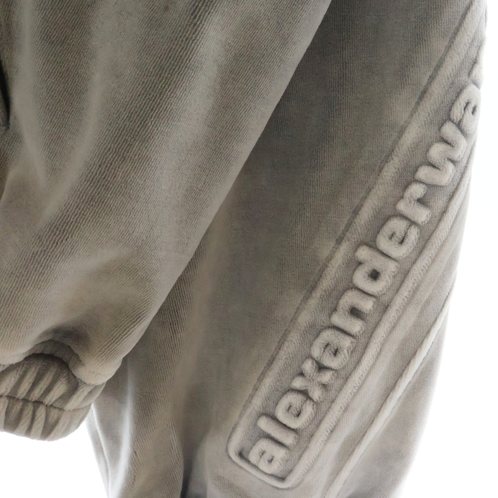 ALEXANDER WANG(アレキサンダーワン) EMBOSSED LOGO TRACK JACKET エンボスロゴ ベロア ジップアップ トラックジャケット ブルゾン グレー UCC4242030