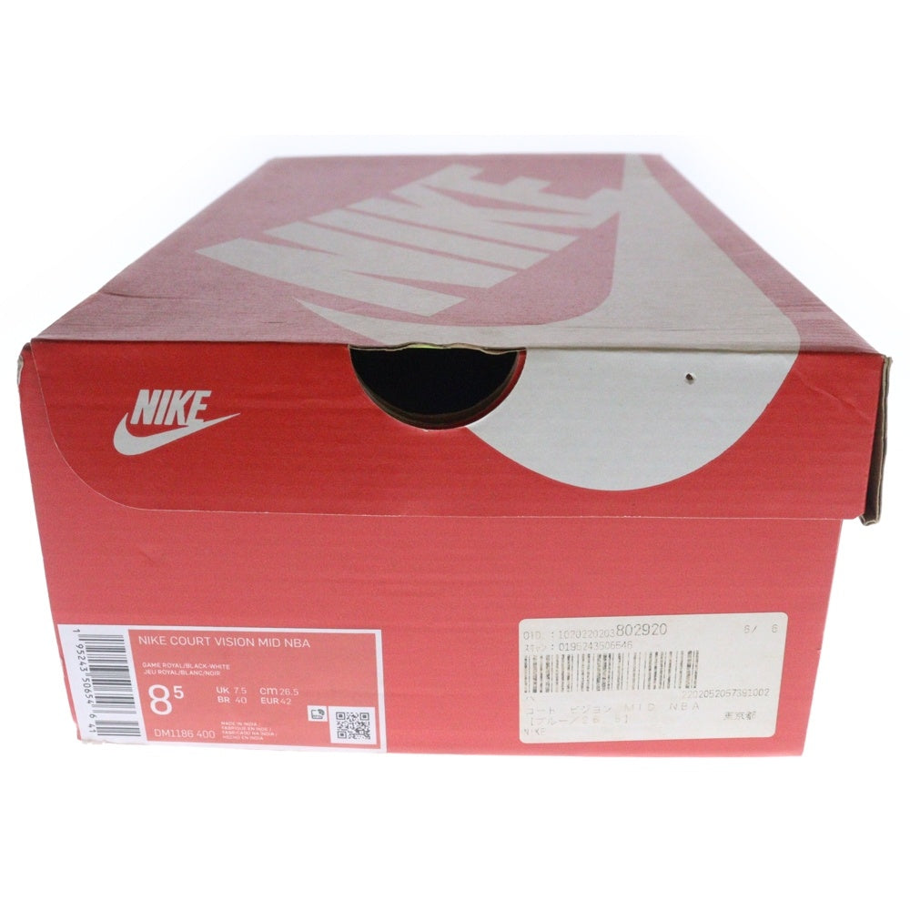 NIKE(ナイキ) COURT VISION MID NBA GAME ROYAL コートビジョン ゲーム ロイヤル ミッドカットスニーカー ホワイト/ブルー US8.5/26.5cm DM1186-400