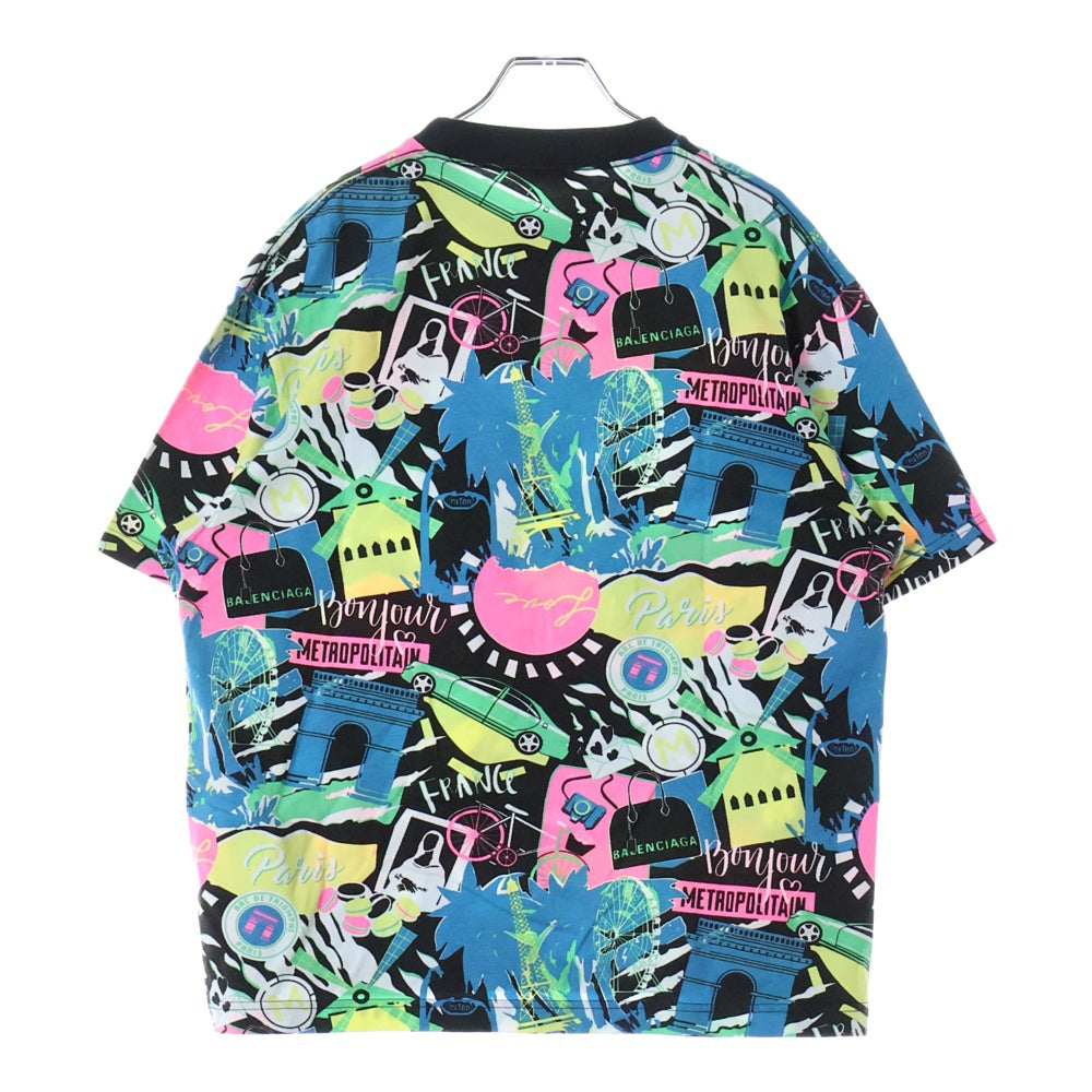 BALENCIAGA(バレンシアガ) 総柄プリント クルーネック 半袖カットソー Tシャツ マルチカラー 594599 THV70