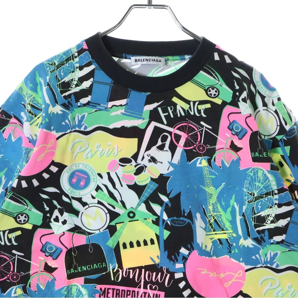 BALENCIAGA(バレンシアガ) 総柄プリント クルーネック 半袖カットソー Tシャツ マルチカラー 594599 THV70