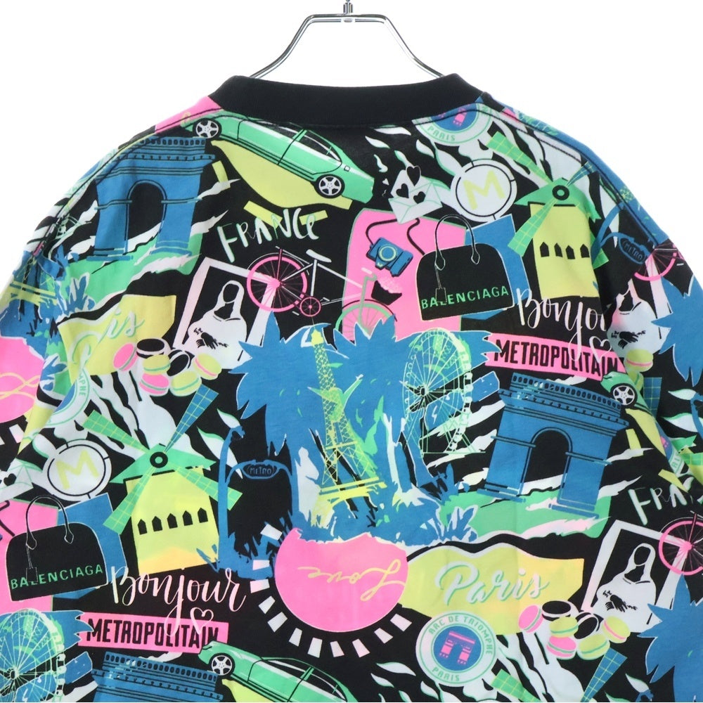 BALENCIAGA(バレンシアガ) 総柄プリント クルーネック 半袖カットソー Tシャツ マルチカラー 594599 THV70