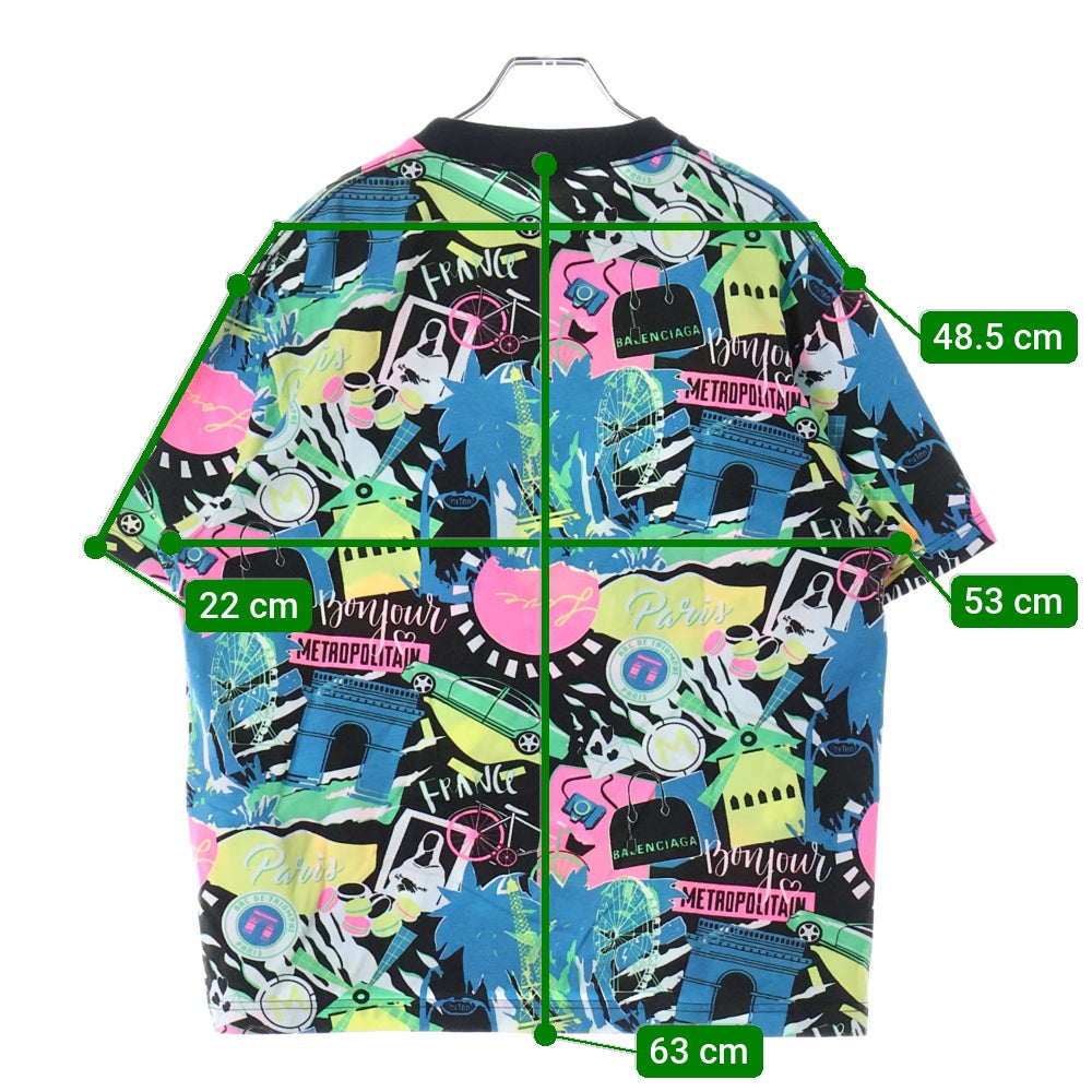 BALENCIAGA(バレンシアガ) 総柄プリント クルーネック 半袖カットソー Tシャツ マルチカラー 594599 THV70