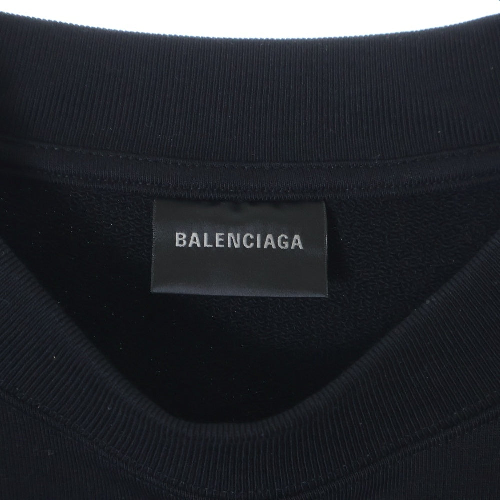 BALENCIAGA(バレンシアガ) REGULAR FIT SWEATSHIRT レギュラーフィット ロゴ クレーネックスウェット トレーナー ブラック 697869 TMVF5
