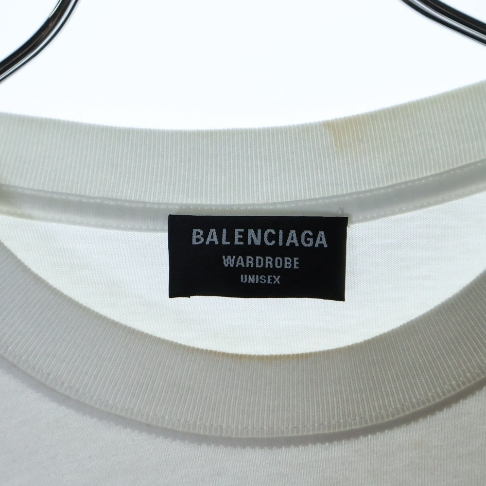 BALENCIAGA(バレンシアガ) モザイクロゴ プリント クルーネック 半袖カットソー Tシャツ ホワイト 612966 TKV17