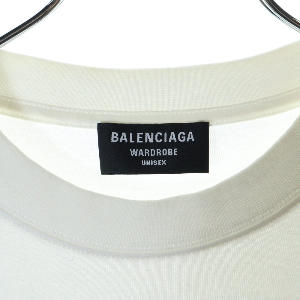 BALENCIAGA(バレンシアガ) カレッジロゴ クルーネック 半袖カットソー Tシャツ ホワイト 612966 TLV89