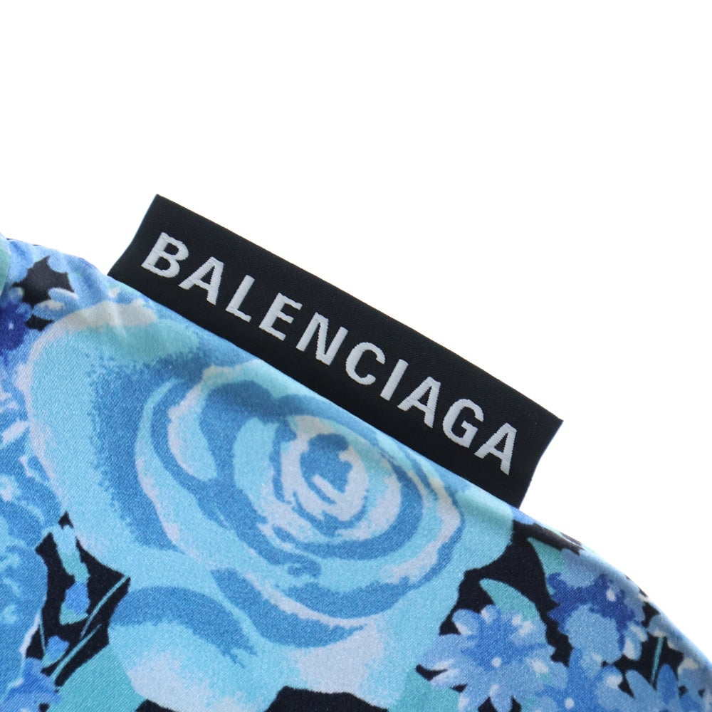 BALENCIAGA(バレンシアガ) 20SS ショルダータグ フローラル総柄 ロングスリーブ シルク 長袖シャツ ブルー 621885 TILB4 レディース