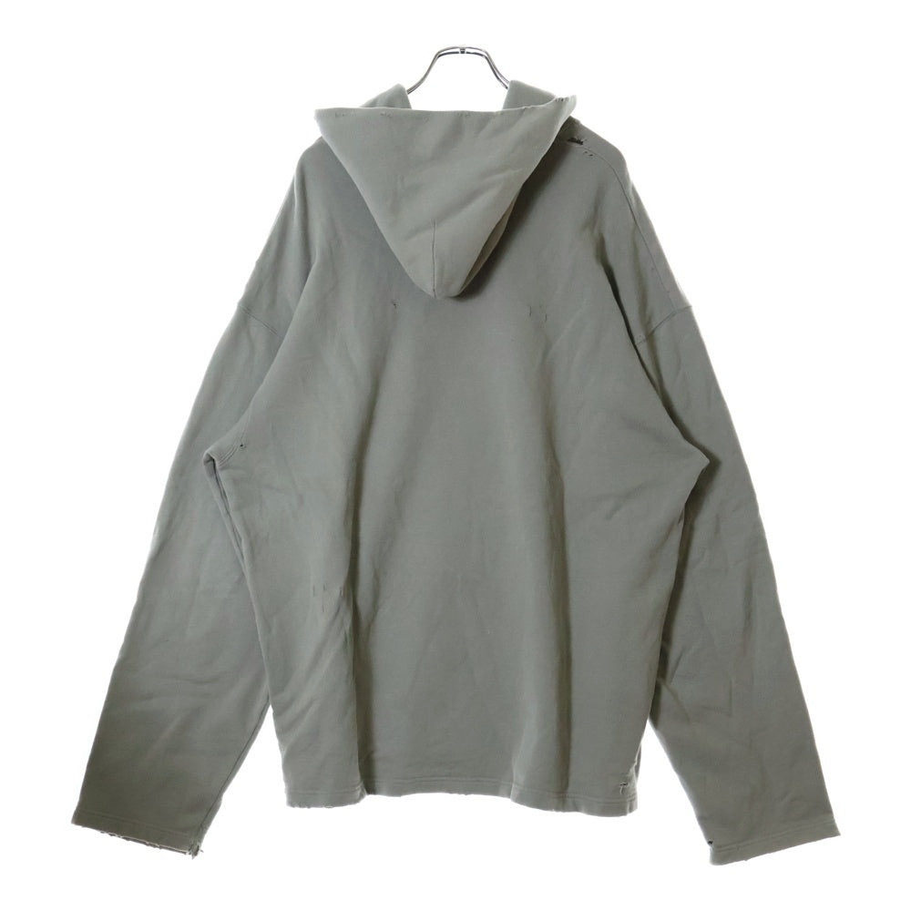 BALENCIAGA(バレンシアガ) 21AW ダメージ加工 ピクセルロゴ ビッグ サイズ ヘビーウェイト スウェットパーカー ベージュ 661711 TKVD6