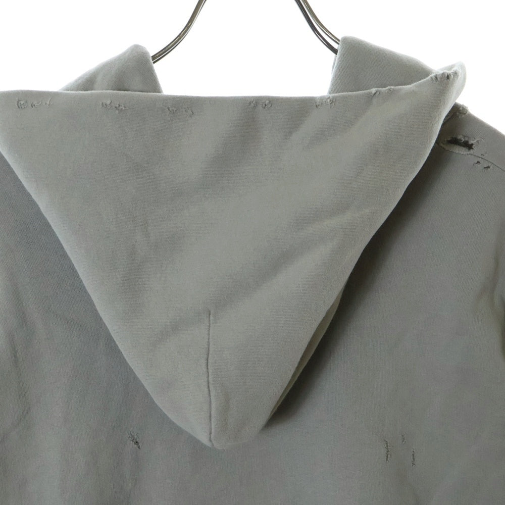 BALENCIAGA(バレンシアガ) 21AW ダメージ加工 ピクセルロゴ ビッグ サイズ ヘビーウェイト スウェットパーカー ベージュ 661711 TKVD6