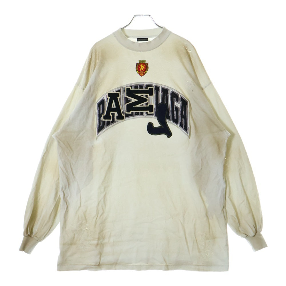 BALENCIAGA(バレンシアガ) ヴィンテージ加工オーバーサイズ スケーター長袖カットソー Tシャツ ベージュ 739027 TOVN2