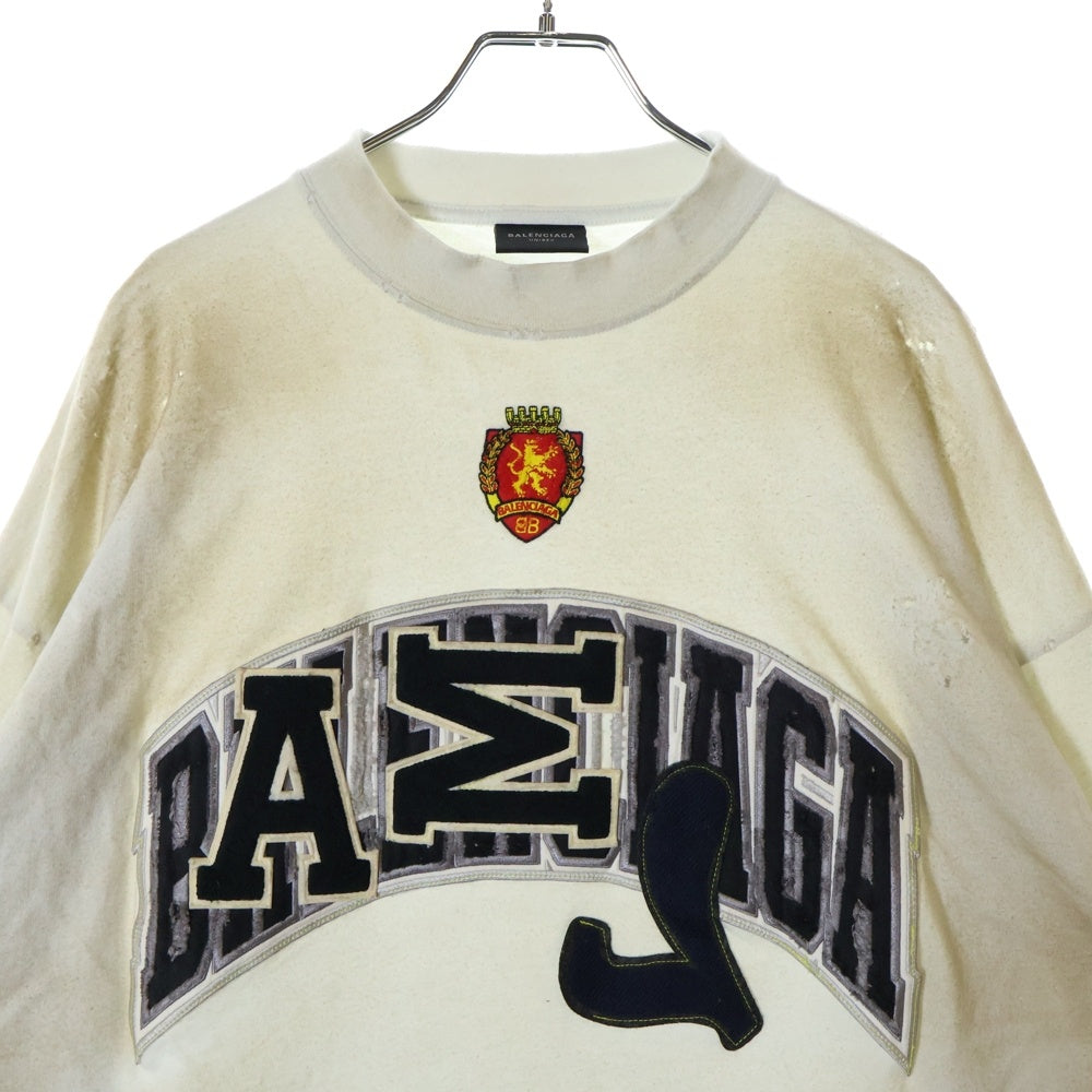 BALENCIAGA(バレンシアガ) ヴィンテージ加工オーバーサイズ スケーター長袖カットソー Tシャツ ベージュ 739027 TOVN2