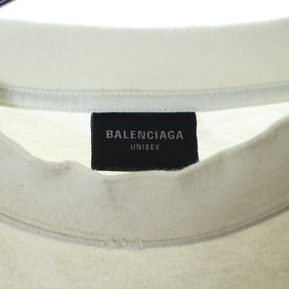 BALENCIAGA(バレンシアガ) ヴィンテージ加工オーバーサイズ スケーター長袖カットソー Tシャツ ベージュ 739027 TOVN2