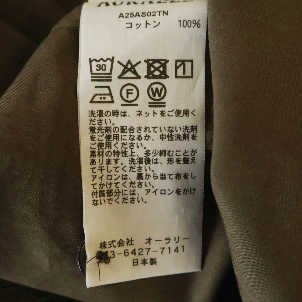 AURALEE(オーラリー) 25AW WASHED FINX TWILL BIG SHIRT ウォッシュドフィンクスツイルビッグシャツ ブラウン A25AS02TN