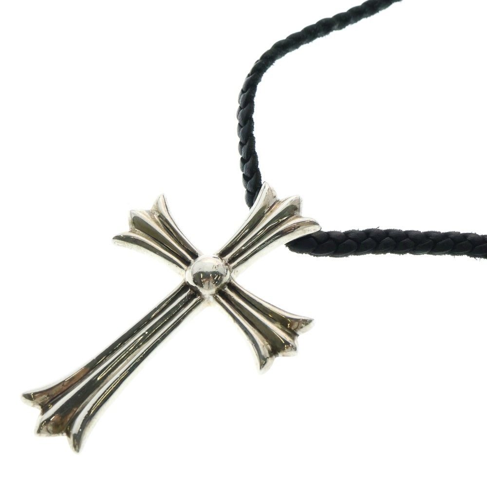 CHROME HEARTS(クロムハーツ) CH CRS LG BC ラージCHクロスペンダント Wボロチップ レザーブレイドネックレス シルバー BCA214