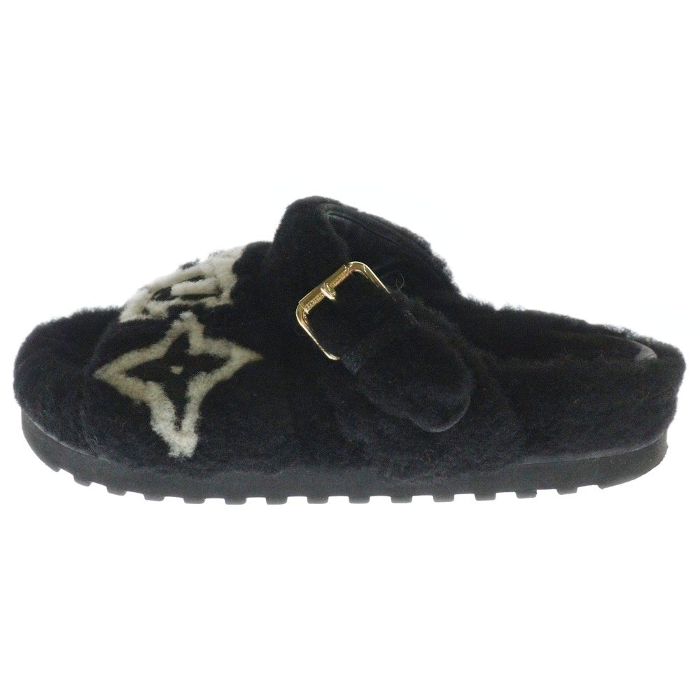 LOUIS VUITTON(ルイヴィトン) 22AW パセオライン LVロゴ ボア フラット ミュール サンダル ブラック レディース SC0232
