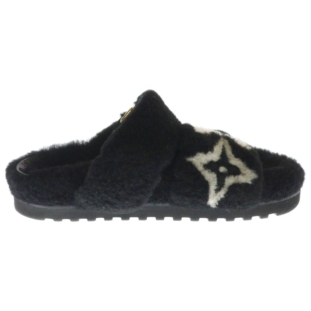 LOUIS VUITTON(ルイヴィトン) 22AW パセオライン LVロゴ ボア フラット ミュール サンダル ブラック レディース SC0232