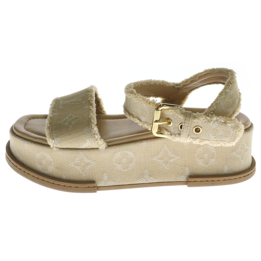 LOUIS VUITTON(ルイヴィトン) 24AW マヤライン モノグラム デニム ストラップ プラットフォーム サンダル ベージュ レディース 1ACYCJ LW0244