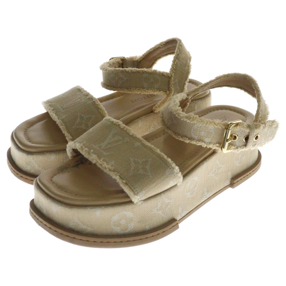 LOUIS VUITTON(ルイヴィトン) 24AW マヤライン モノグラム デニム ストラップ プラットフォーム サンダル ベージュ レディース 1ACYCJ LW0244